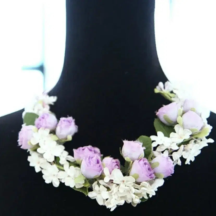 [BUNJANG] Handmade Vintage Lavender Rose and Lilac Flower Tiara / 빈티지 라벤더 로즈와 라일락꽃의 아름다운 플라워 티아라
