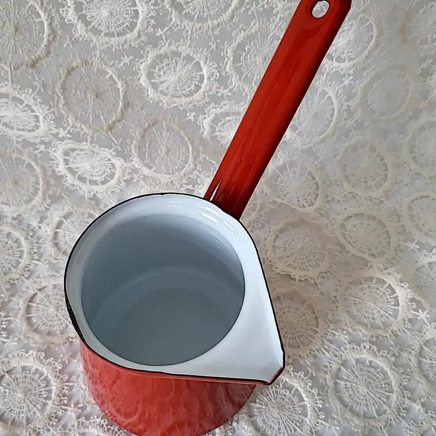 [BUNJANG] Enamel Red Milk Pan / 법랑 레드 밀크팬