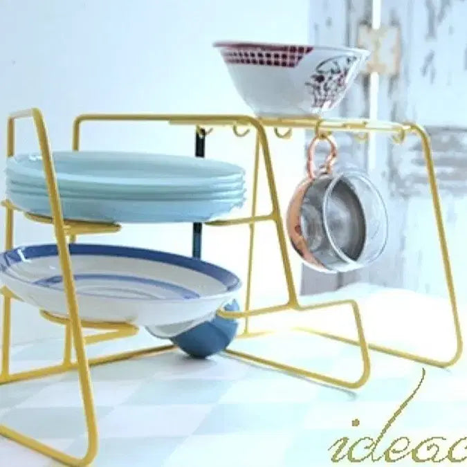 [BUNJANG] Vintage Yellow Rubber Coated Dish Rack / 빈티지 옐로우컬러 러버 코티드 안정적인 디쉬랙