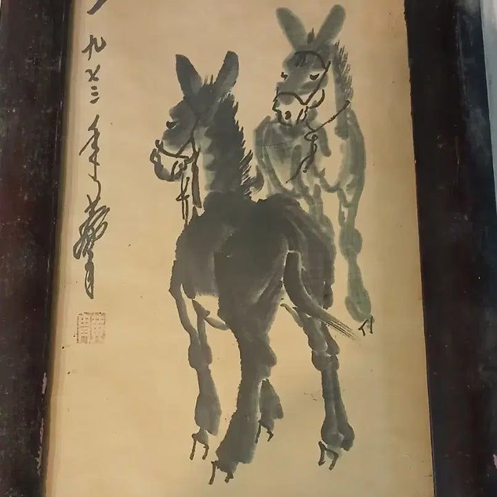 [BUNJANG] Artist Hwang Ju Donkey Ink Wash Painting / 중국그림 당나귀 수묵화