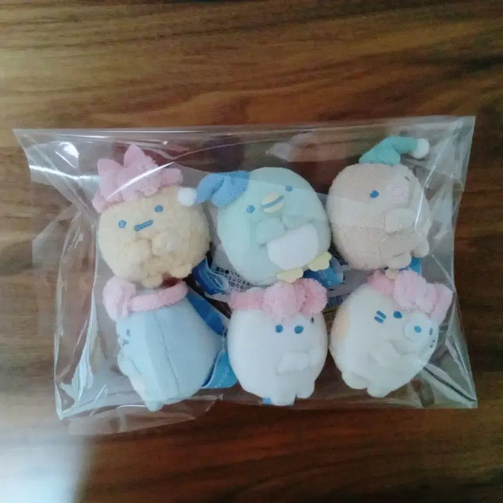 [BUNJANG] Sumikko Gurashi Night Routine Tenori Doll 6-Piece Set (Tokage, Ebi, Fake Penguin, Shirokuma, Neko, Tonkatsu) / 스밋코구라시 나이트루틴 테노리 인형 6종 세트 / 토카게 에비 가짜펭귄 시로쿠마 네코 돈카츠