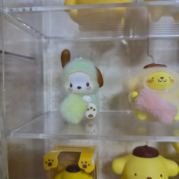 [BUNJANG] Sanrio Pompompurin Sweet Candy, Floky, 4-Keycap Keyring Bundle / 탑토이 산리오 스위트 캔디 포차코 + 하트 플로키 ,4구 키캡키링