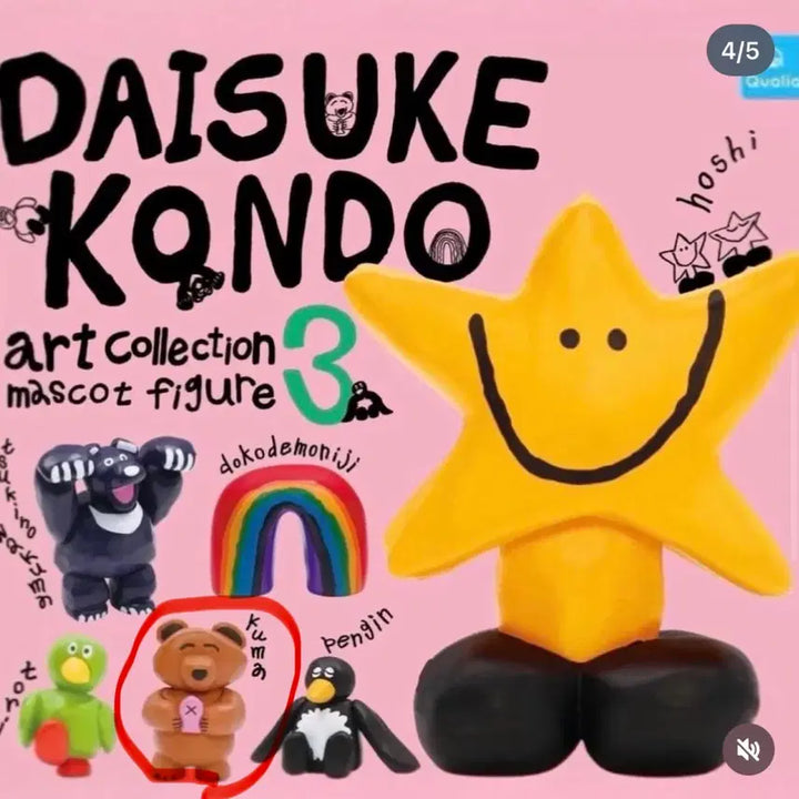 [BUNJANG] Kondo Daisuke Art Collection Mascot Figure Vol. 3 - Bear / 다이스케 콘도 3탄 가챠 - 쿠마(곰)