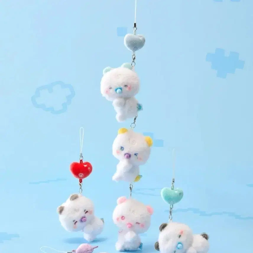[BUNJANG] Playplave Babby Mmemimoo Mobile Charm Keyring Bundle Set / 베이비 므메미무 모바일 참키링 일괄 양도 판매 플레이브 인형 라인프렌즈 굿즈