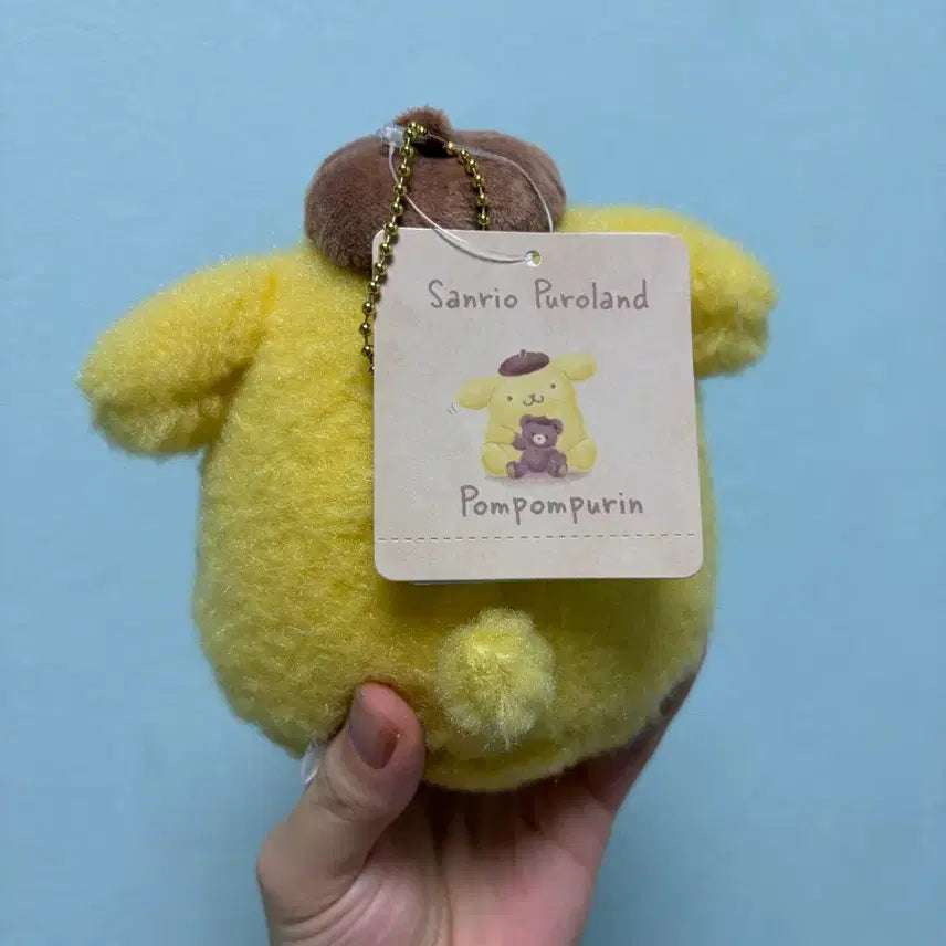 [BUNJANG] Sanrio Pompompurin Plush Doll with Teddy Bear / 뽀글재질 곰안고 있는 폼폼푸린 마스코트 인형