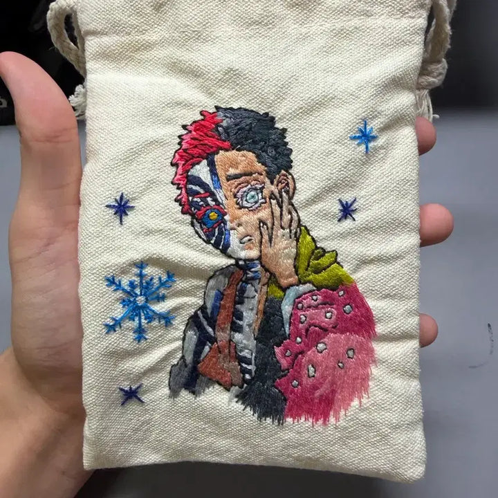 [BUNJANG] Demon Slayer Hakuji Embroidered Pouch / 귀멸의 칼날 하쿠지 파우치