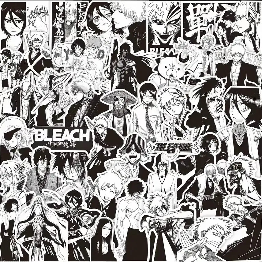 [BUNJANG] Bleach Black and White Sticker Set with Case (70 pcs) / [블리치] 흑백스티커 70장+스티커케이스 세트