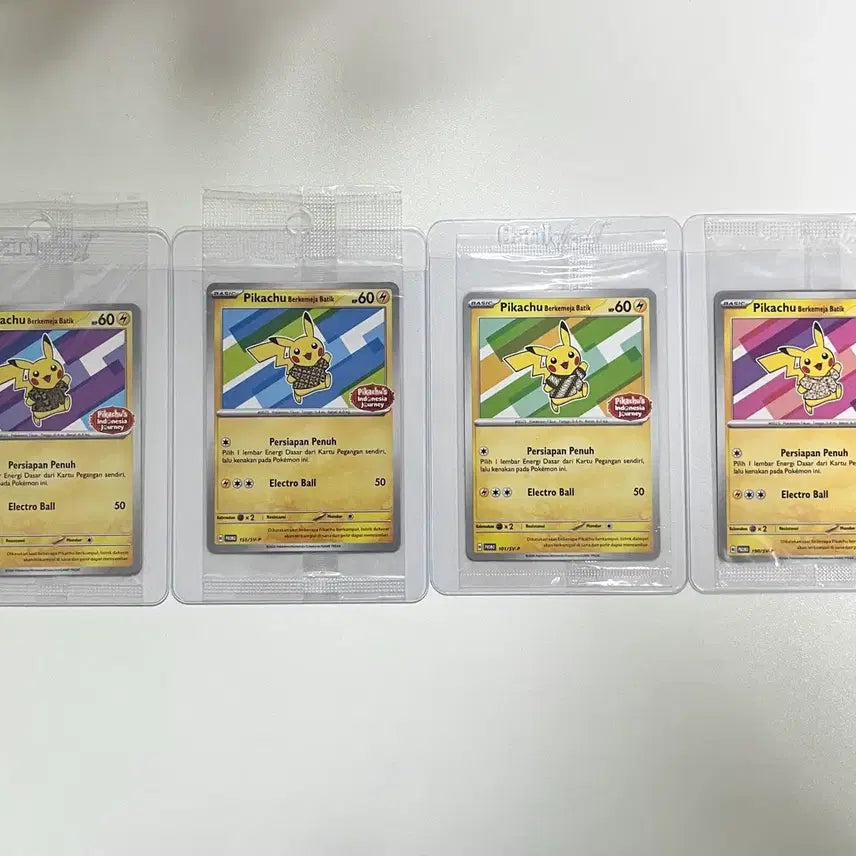 [BUNJANG] Pokemon Card Batik Pikachu Promo Set (4 Types, Unsealed) / 포켓몬카드 바틱 피카츄 프로모 4종 세트 미개봉 판매합니다