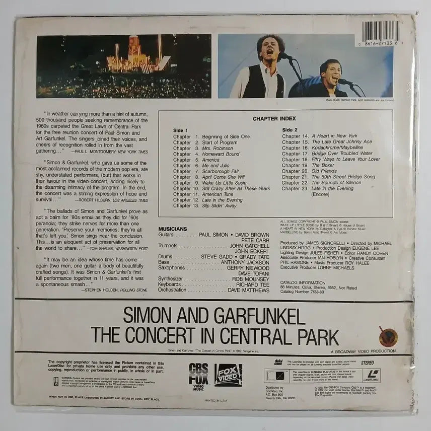 [BUNJANG] Simon &amp; Garfunkel Central Park Concert 1981 LaserDisc / 사이먼 앤 가펑클 콘서트 레이저디스크 소장용 정크급