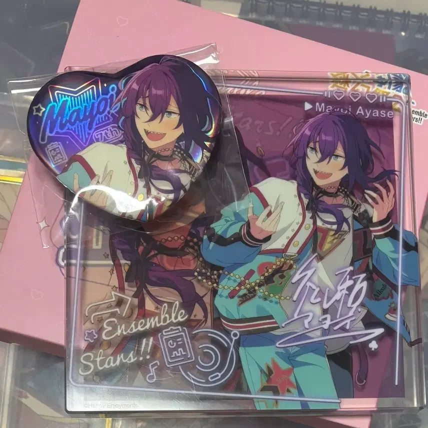[BUNJANG] Ensemble Stars! Mayo Akashi 7th Anniversary Chinese Ver. Acrylic Block &amp; Can Badge Set / 앙상블스타즈 앙스타 마요이 7주년 중스타 아크릴 블럭 캔뱃지 양도