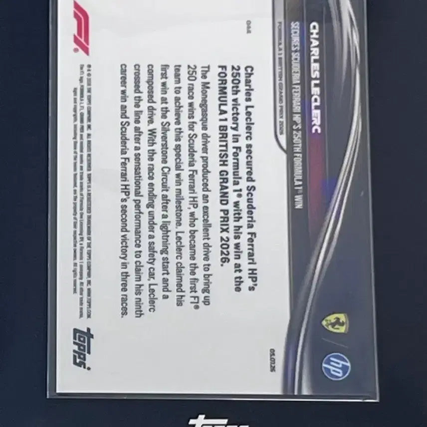 [BUNJANG] 2026 F1 Topps Now Charles Leclerc Trading Card / 2026 F1 탑스 나우 샤를 르클레르