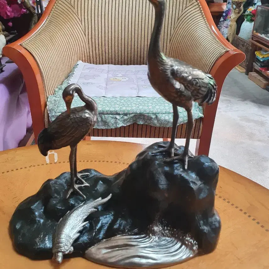 [BUNJANG] Japanese White Turtle and Rock Figurine / 물가에서 학과 흰거북이.ㅡ