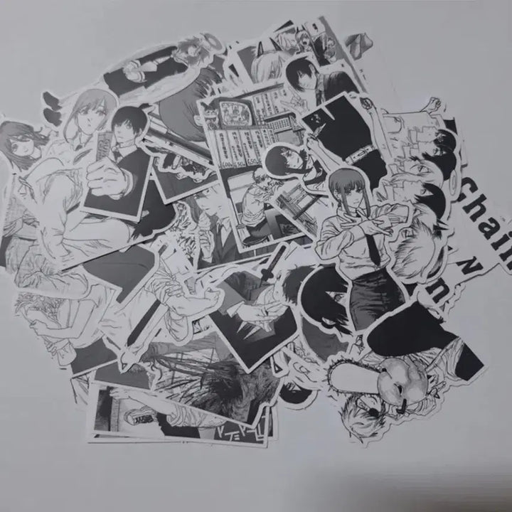 [BUNJANG] Chainsaw Man Black and White Sticker Set (65 Pieces) / 체인소맨 흑백 스티커 65p 세트 비공굿 스티커팩 애니