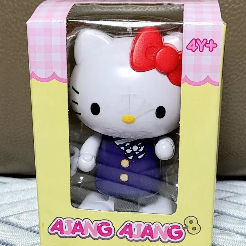 [BUNJANG] Sanrio Hello Kitty Blue Check Overalls Doll + Headphone Charm Doll + Backpack Pouch + Wind-up Figure Set (New) / 산리오 정품헬로키티 블루 체크 멜빵 인형+헤드폰 쓴 키티+키티 백팩파우치+키티 태엽피규어(새상품)