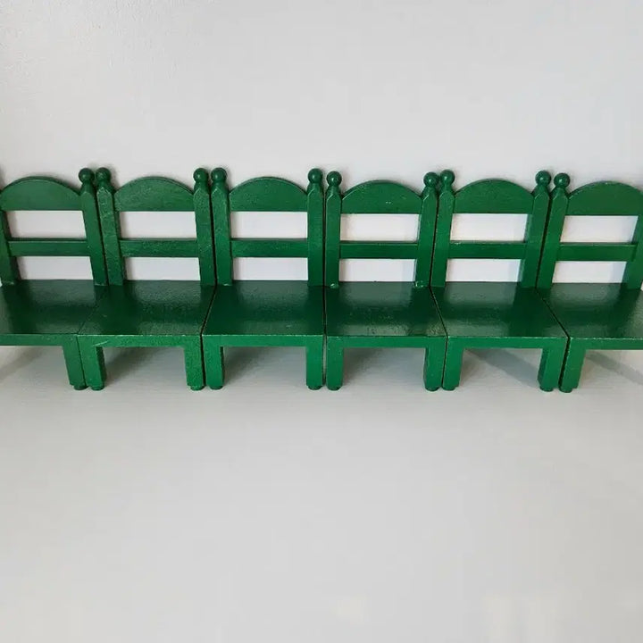 [BUNJANG] Sylvanian Families Old Green 6-Person Dining Table Set / 실바니안 올드 초록 6인식탁세트
