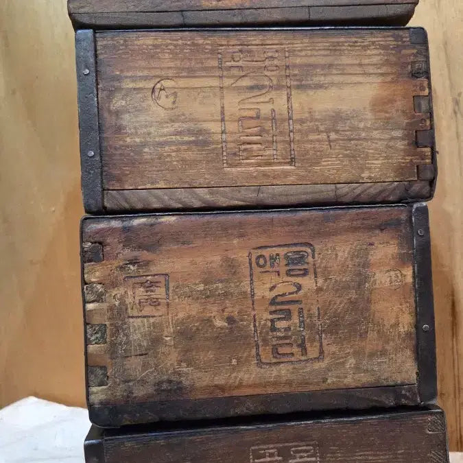 [BUNJANG] Japanese Colonial Period Wooden Rice Measure Set (4 pieces) / 일제강점기 나무됫박 4점