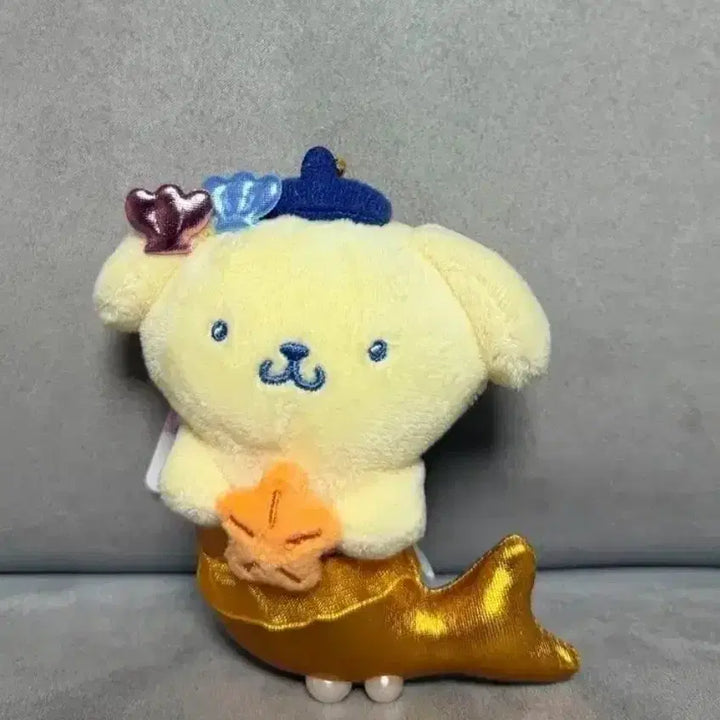 [BUNJANG] Sanrio Pompompurin Mermaid 10cm Keychain Plush / 정품 산리오 폼폼푸린 인어 10cm 키링 인형