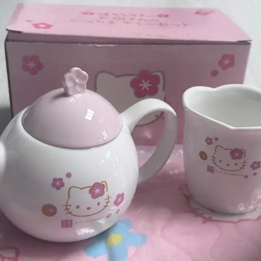 [BUNJANG] Classic Kitty Kaohana Hello Kitty Tea Set 2005 / 고전 키티 카오하나 헬로키티 다기세트 2005년