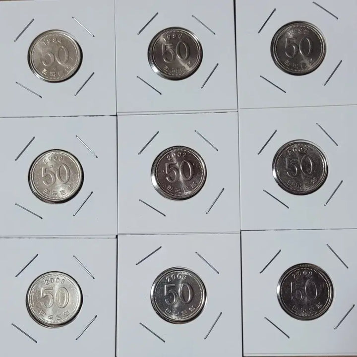 [BUNJANG] 1994-2009 50 Won Coin Bundle Set / 50원 동전 1994 1996 1997 2000 2002(2) 2003(2) 2009년 일괄