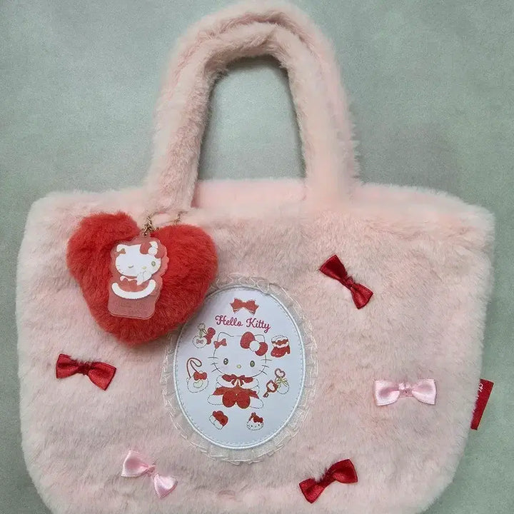 [BUNJANG] Hello Kitty Pink Fur Tote Bag / 헬로키티 핑크 퍼 토트백 가방
