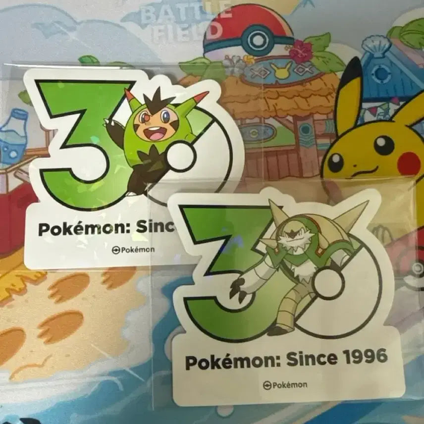 [BUNJANG] Pokemon 30th Anniversary Sticker Bundle - Dedenne &amp; Chesnaught / 포켓몬스터 30주년 스티커 - 도치보구, 브리가론 일괄