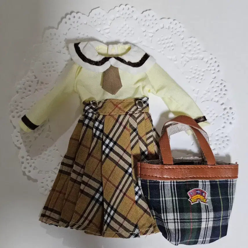 [BUNJANG] Handmade Vintage Dress Set for Jennie Doll / 제니인형 싸이즈 빈티지 원피스.가방 셋