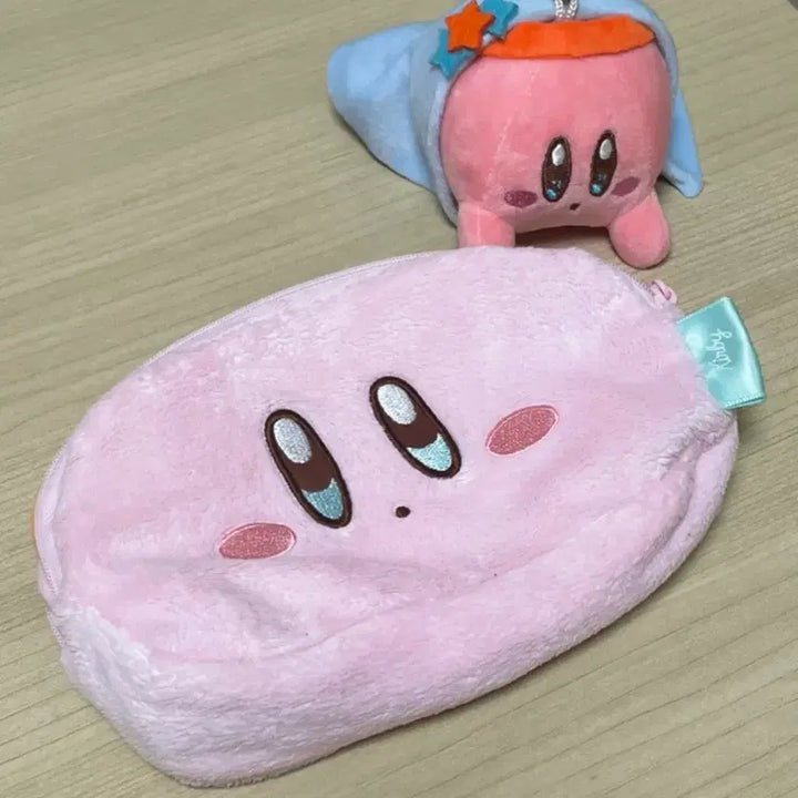 [BUNJANG] Kirby &amp; Waddle Dee Reversible Pouch with Keychain Charm / 별의커비 커비 웨이들디 페이스 양면 파우치 키링덤