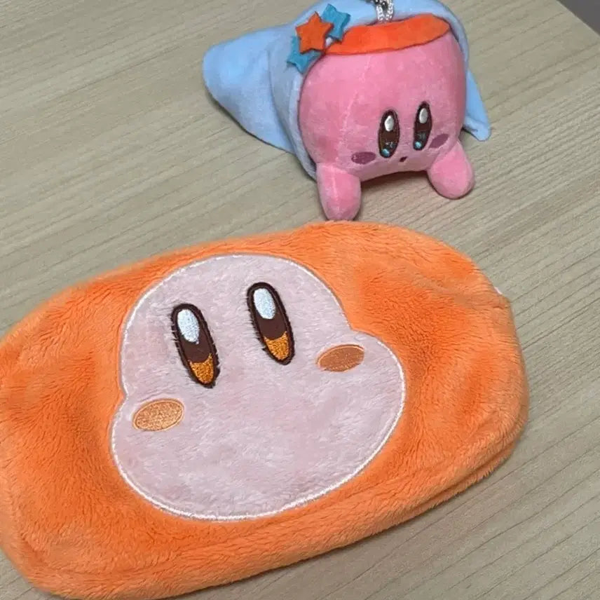 [BUNJANG] Kirby &amp; Waddle Dee Reversible Pouch with Keychain Charm / 별의커비 커비 웨이들디 페이스 양면 파우치 키링덤