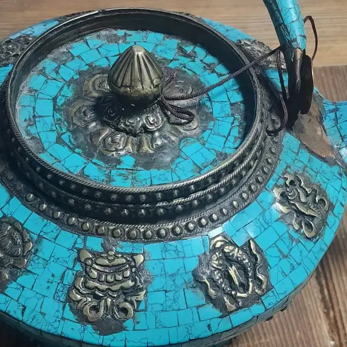 [BUNJANG] Vintage Turquoise Teapot Kettle / 빈티지 터키석 티팟 주전자