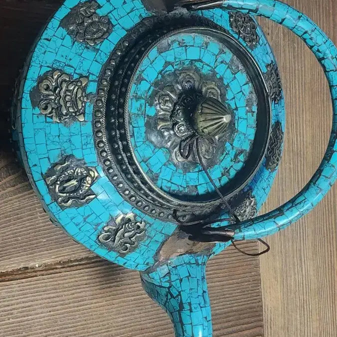 [BUNJANG] Vintage Turquoise Teapot Kettle / 빈티지 터키석 티팟 주전자