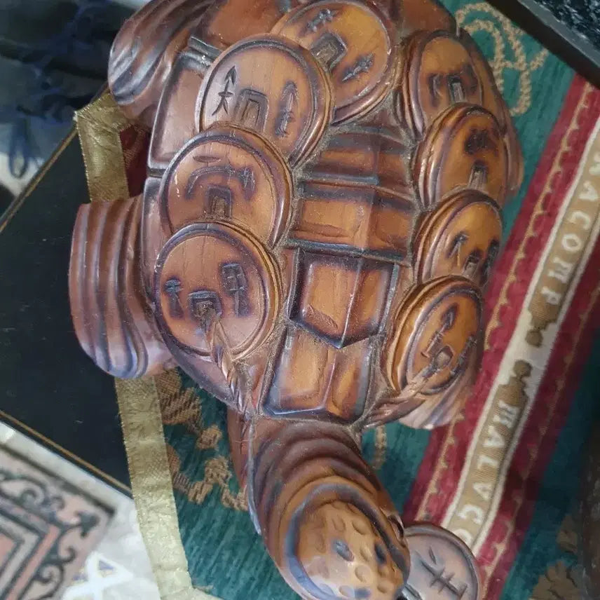 [BUNJANG] Wooden Money Turtle Sculpture for Wealth and Longevity / 재운상승/장수기원] 재물을 물어다 주는 원목 금전 거북이 목조각상