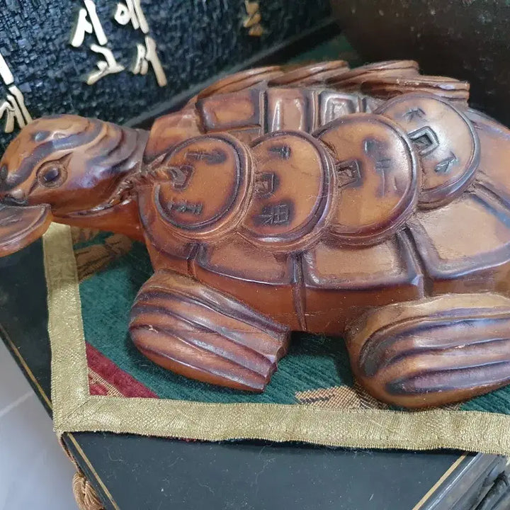 [BUNJANG] Wooden Money Turtle Sculpture for Wealth and Longevity / 재운상승/장수기원] 재물을 물어다 주는 원목 금전 거북이 목조각상
