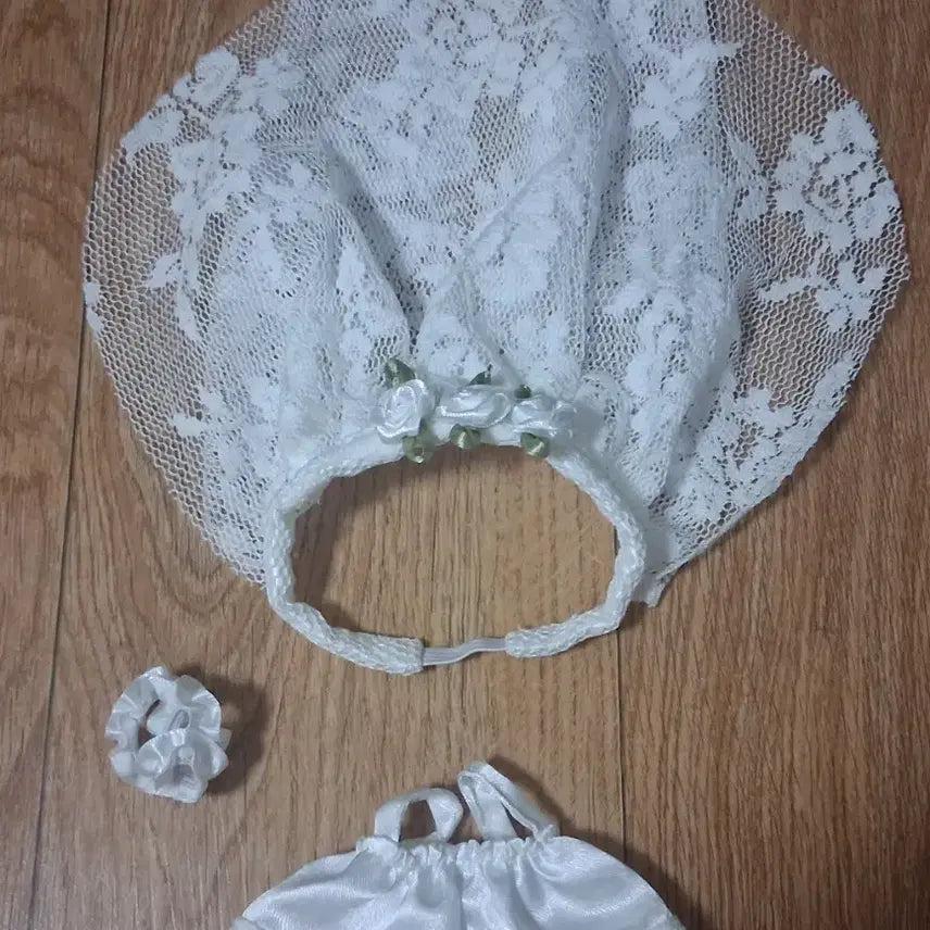 [BUNJANG] 10cm Doll Wedding Dress and Veil Set / 10cm 인형옷 웨딩 드레스 면사포 세트