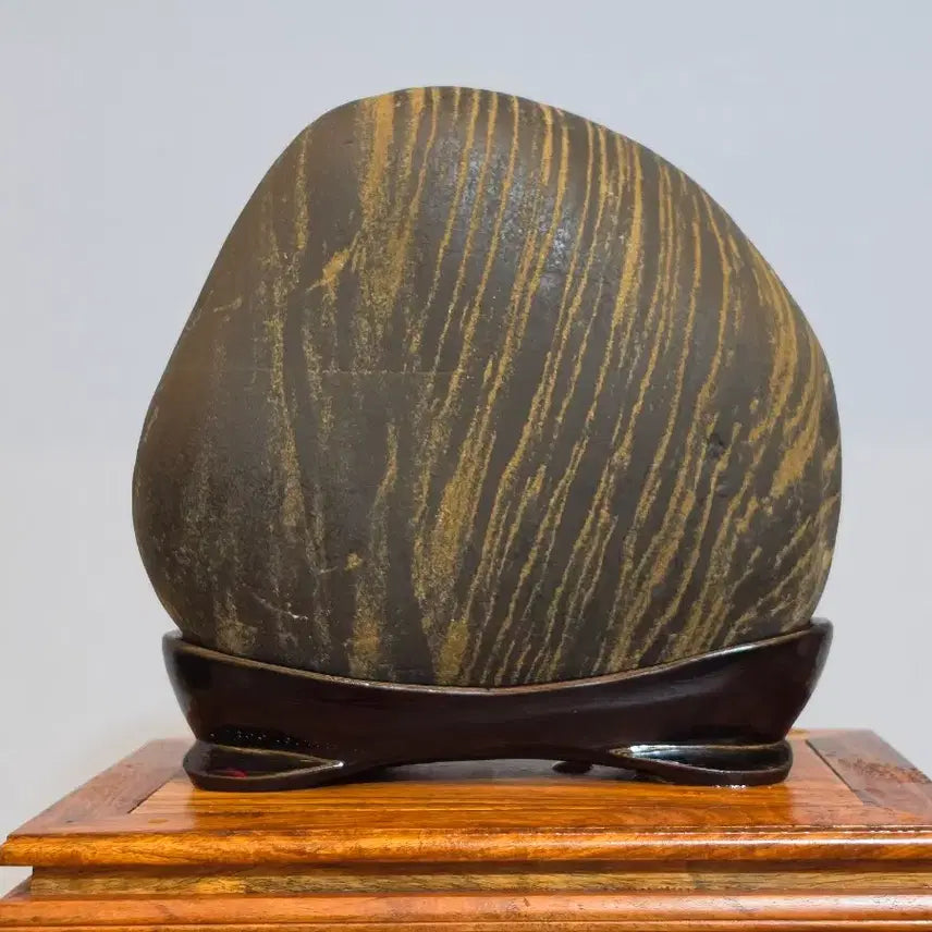 [BUNJANG] Chinese Scholar Stone with Beautiful Comb Pattern (Yellow) / 26082908 황컬러 빗살 무늬가 아름다운 중국 문양석 수석 팝니다