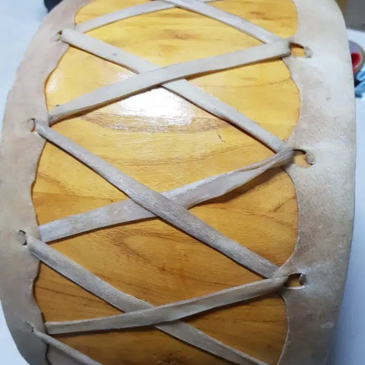 [BUNJANG] Traditional Leather Book with Drumsticks / 전통 가죽북 북채 포함