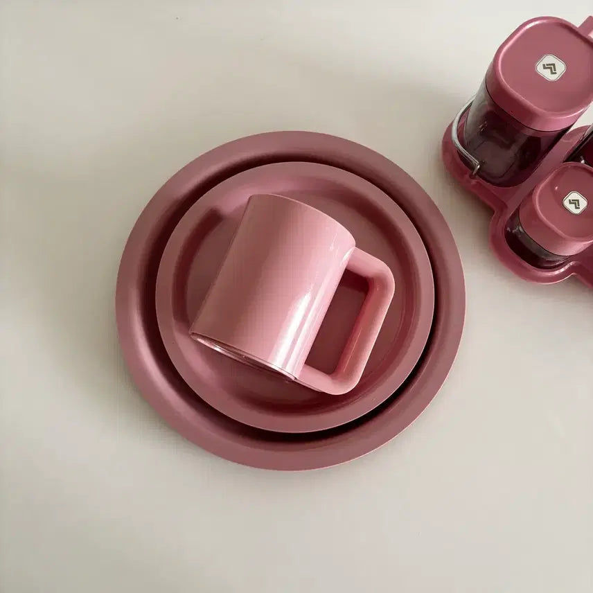 [BUNJANG] 1980s KASEN by Peter Pan Industries Pink Melamine 3-Piece Dinnerware Set / 1980s 미국 빈티지 KASEN 핑크 멜라민 식기 그릇 접시 컵 3피스