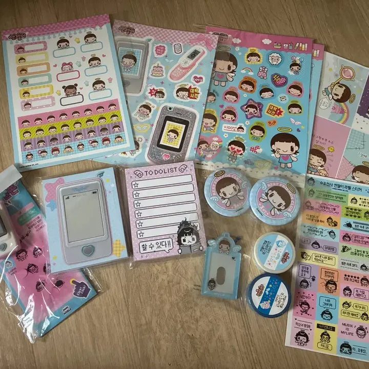 [BUNJANG] Touch Angel Clicker Sticker Stationery Set Bundle / 수호천사 엔젤이 터치엔젤폰 클릭커 스티커 문구세트 일괄 원가이하