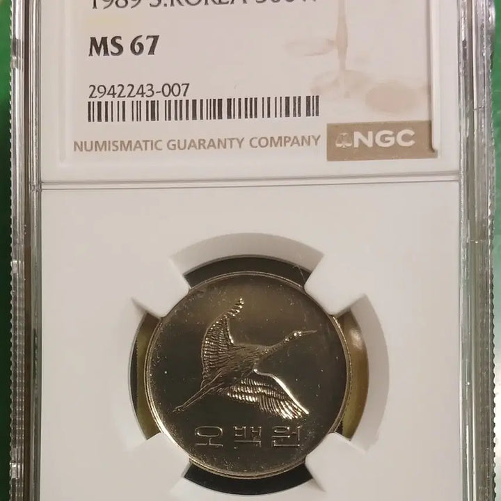 [BUNJANG] 1989 500 Won Coin Grade 67 Uncirculated / 9월6일까지 1989년 500원 67등급   미사용