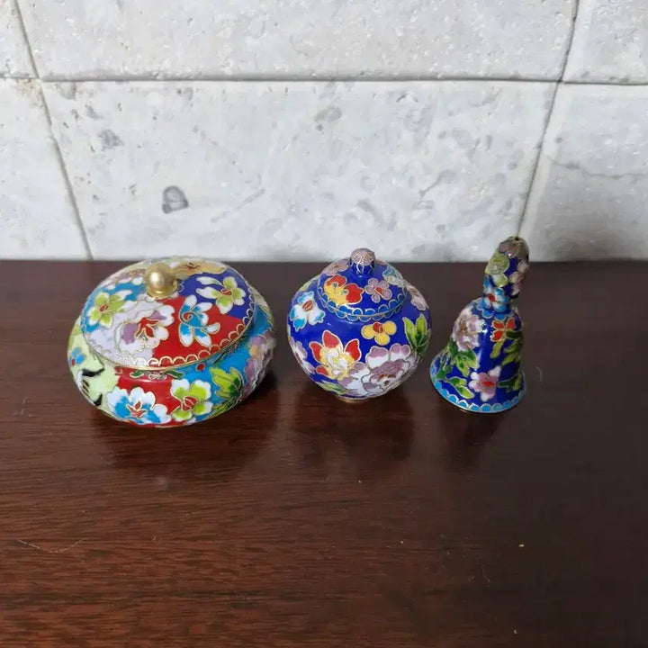 [BUNJANG] Vintage Cloisonné Enamel Hinged Boxes Set of 3 / 빈티지 칠보 문양 뚜껑합 3개 세트