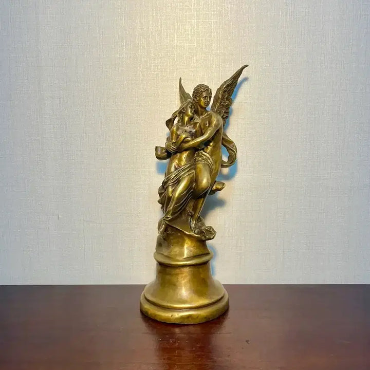 [BUNJANG] Bronze Angel Lovers Statue (34cm) / 동브론즈 천사연인 조각상(34cm)