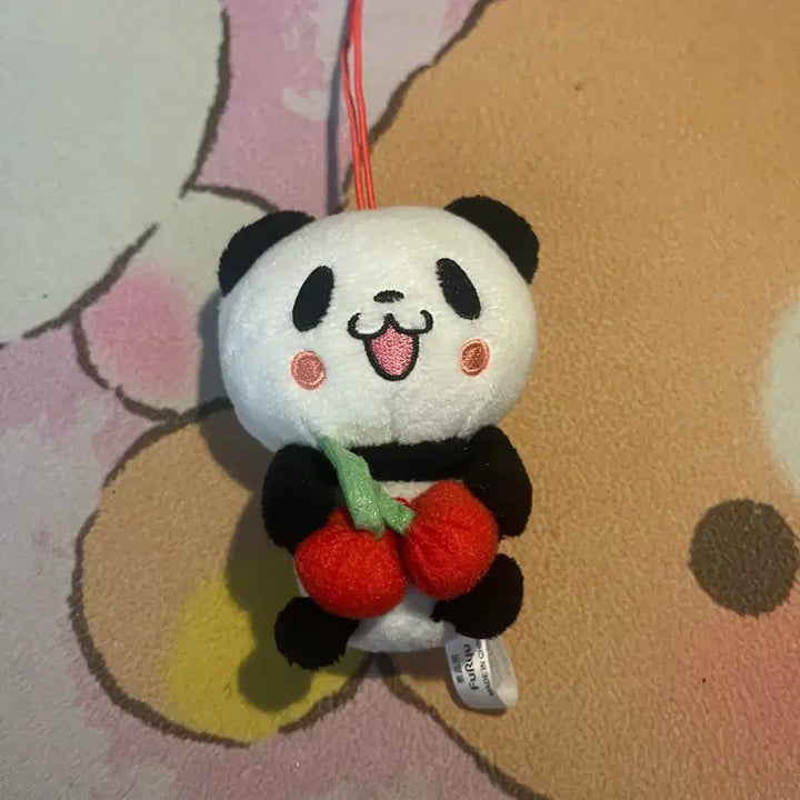 [BUNJANG] Panda Plush with Cherry Ornament Vintage Stationery Character Goods / 팬더 인형 체리 장식 일본인형 고전문구 캐릭터 굿즈