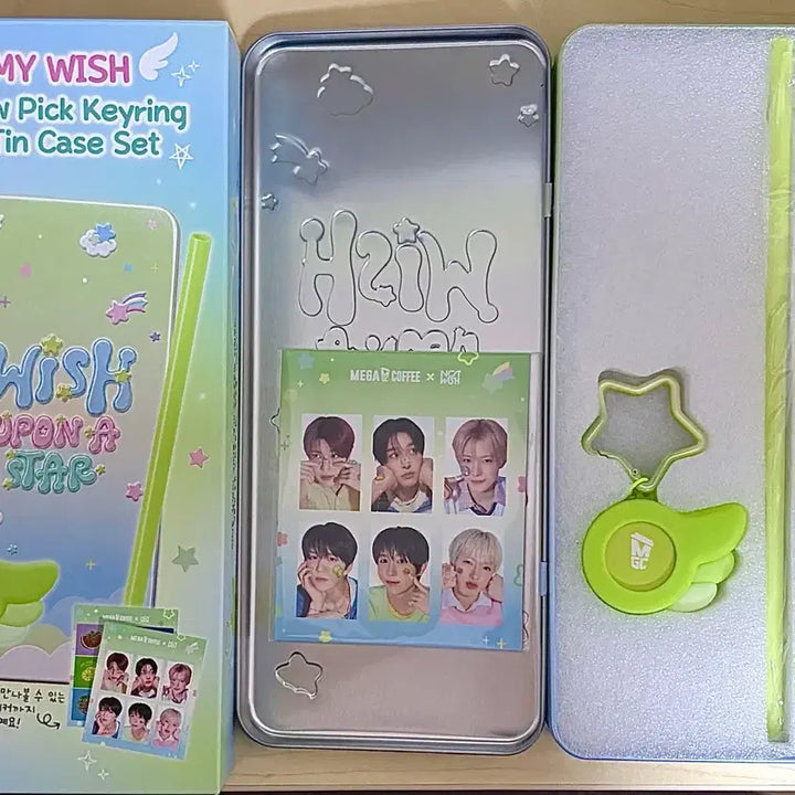 [BUNJANG] NCT WISH My Wish Straw Pick Keyring &amp; Tin Case Set / 메가커피X엔시티위시 마이위시 스트로우픽 키링&amp;틴케이스 세트 새상품 원가이하양도