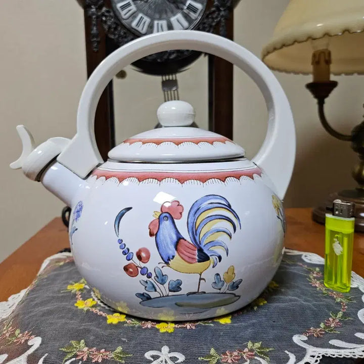 [BUNJANG] Villeroy &amp; Boch Rooster Enamel Whistle Teakettle / 올드 빈티지 빌레로이앤보흐 루스터 법랑 휘슬 찻주전자 미사용품.