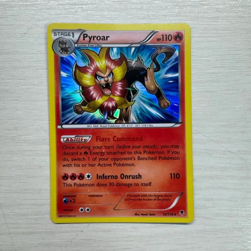 [BUNJANG] 2014 Pokemon Card Pyroar Holo 12/119 North American Edition / 2014 포켓몬카드 Pyroar 화염레오 홀로카드 12/119 영문판 북미판