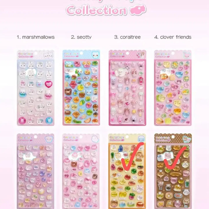 [BUNJANG] Mering Shop Candy Drop Collection Bobeong Drop Sticker Bundle Set / 일괄)메링샵 캔디드롭 컬렉션 포베 봉봉드롭 스티커