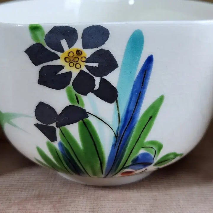 [BUNJANG] Hand-Painted Daffodil Water Bowl Set (4 pcs) / 손그림 수선화 물그릇 4점
