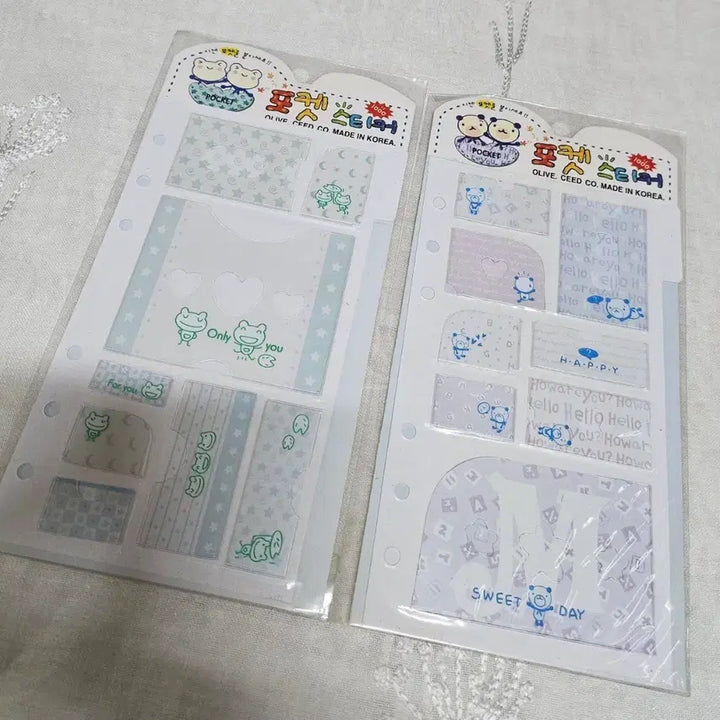 [BUNJANG] Retro 6-Hole Pocket Sticker Diary Refill - Frog &amp; Bear Index / 고전문구 6공 포켓 스티커 다이어리 내지 리필 개구리 곰돌이 인덱스 다꾸