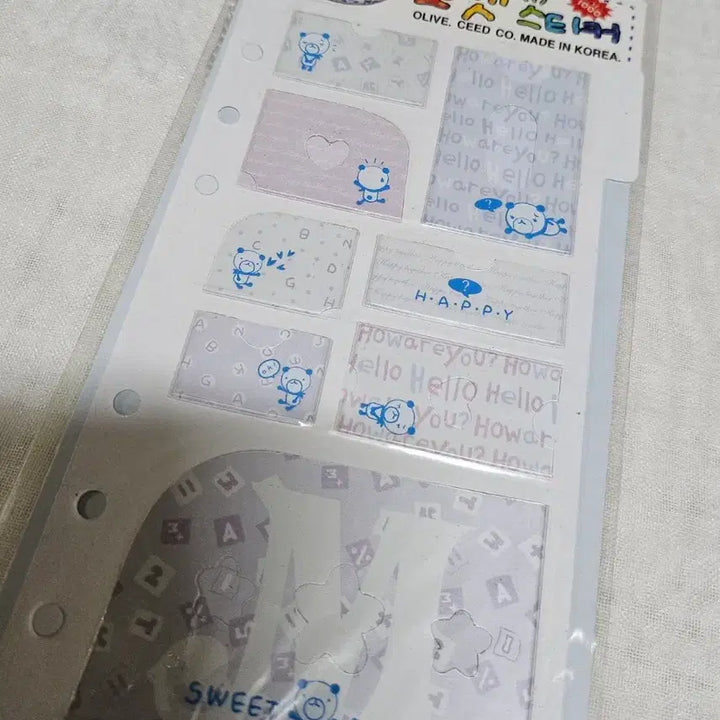 [BUNJANG] Retro 6-Hole Pocket Sticker Diary Refill - Frog &amp; Bear Index / 고전문구 6공 포켓 스티커 다이어리 내지 리필 개구리 곰돌이 인덱스 다꾸