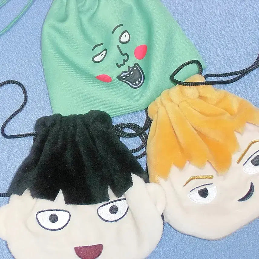 [BUNJANG] Mob Psycho 100 Mob, Reigen, Ekubo Drawstring Pouch Set / 모브사이코100 모브 레이겐 에쿠보 복주머니 파우치 세트