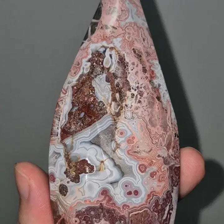 [BUNJANG] Crazy Agate Raw Stone with Pink Pattern and Druzy / 아름다운 분홍빛 무늬와 드루지! 크레이지 아게이트 원석 광물